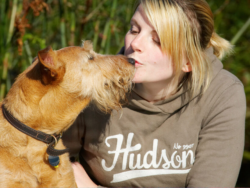 Animal, Animals, Blonde, Canine, Canines, Dog, Dogs, Irish Terrier, Kate, Kiss, Kisses, Land Mammal, Land Mammals, Play, Playing, Playtime, Terrestrial Mammal, Terrestrial Mammals, Terriers, Tintin, Woman