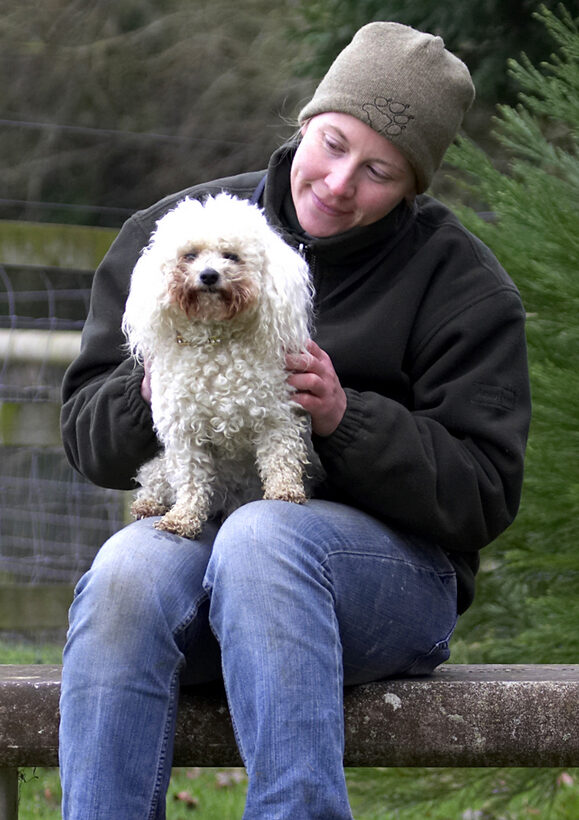 Animal, Animals, Becky, Bichon frise, Canine, Canines, Dog, Dogs, Land Mammal, Land Mammals, Morgan, Play, Playing, Playtime, Smile, Terrestrial Mammal, Terrestrial Mammals, Woman